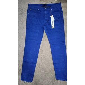 Purple Brand P001 Slim Fit Low Rise Distressed Jeans Cobalt Blue Mens 38 NEW